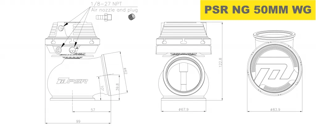 PSR NEW GENERATION WASTEGATE 50mm Vband External Wastegate